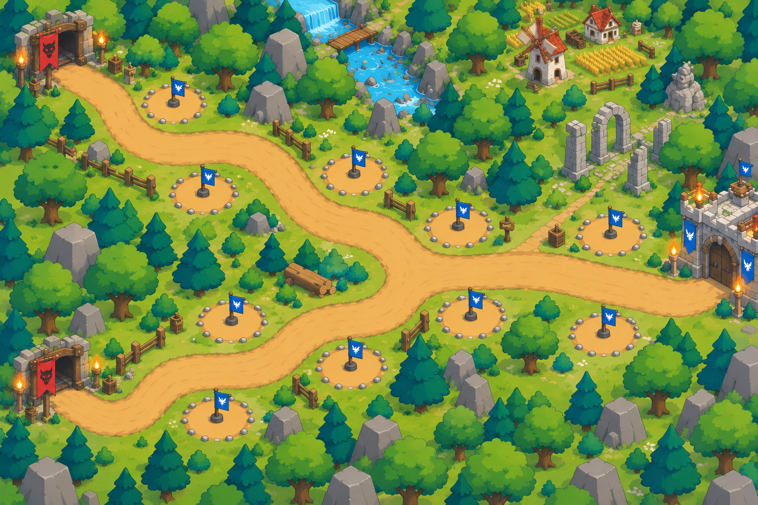 Two approaches converge on the road toward Oakheart.